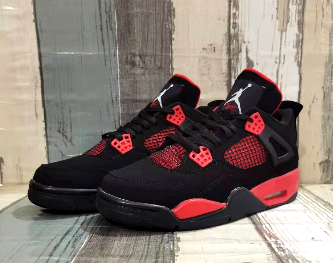 2021 Air Jordan 4 Black Red Shoes